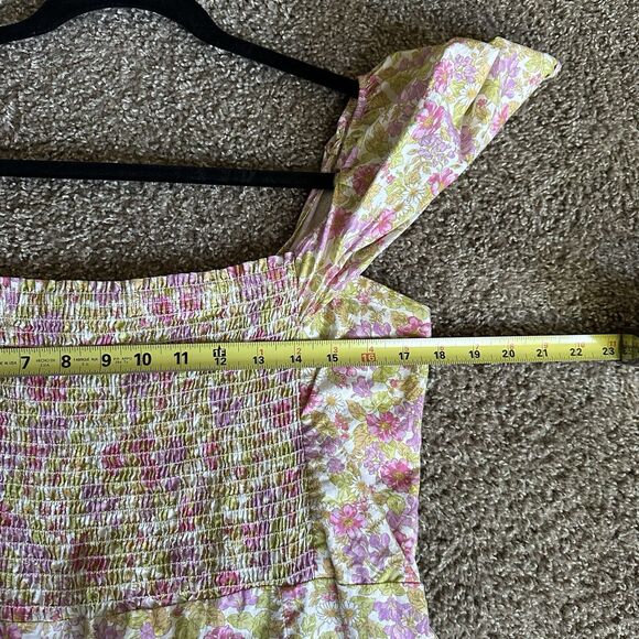 Show Me Your Mumu Floral Brenda Midi Dress XXL Cap Flounce Sleeve Flowy Pink - Picture 8 of 10